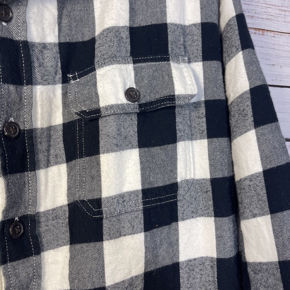 Lands End Plaid Gorpcore Flannel Sherpa Lined Button Down Shirt Large - Picture 3 of 8